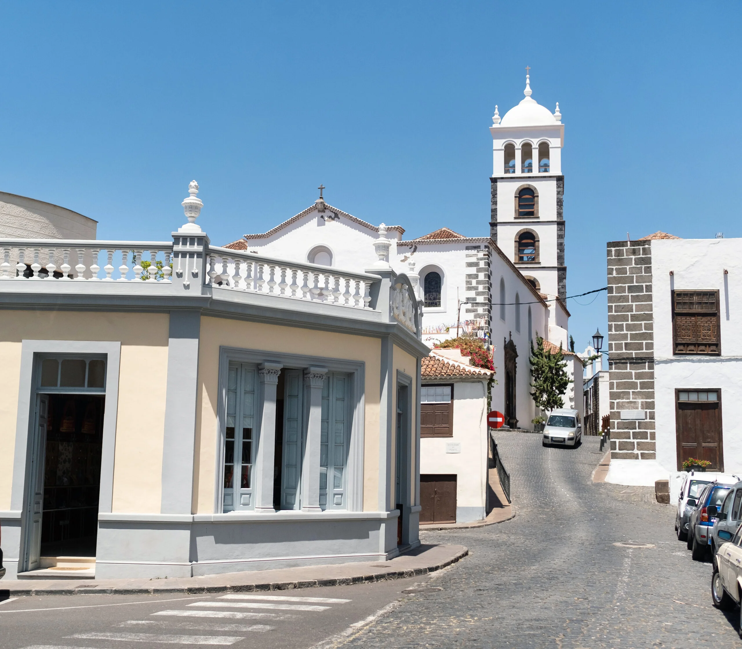 City street and buildings of Garachico, Tenerife, Canary Islands, Spain,