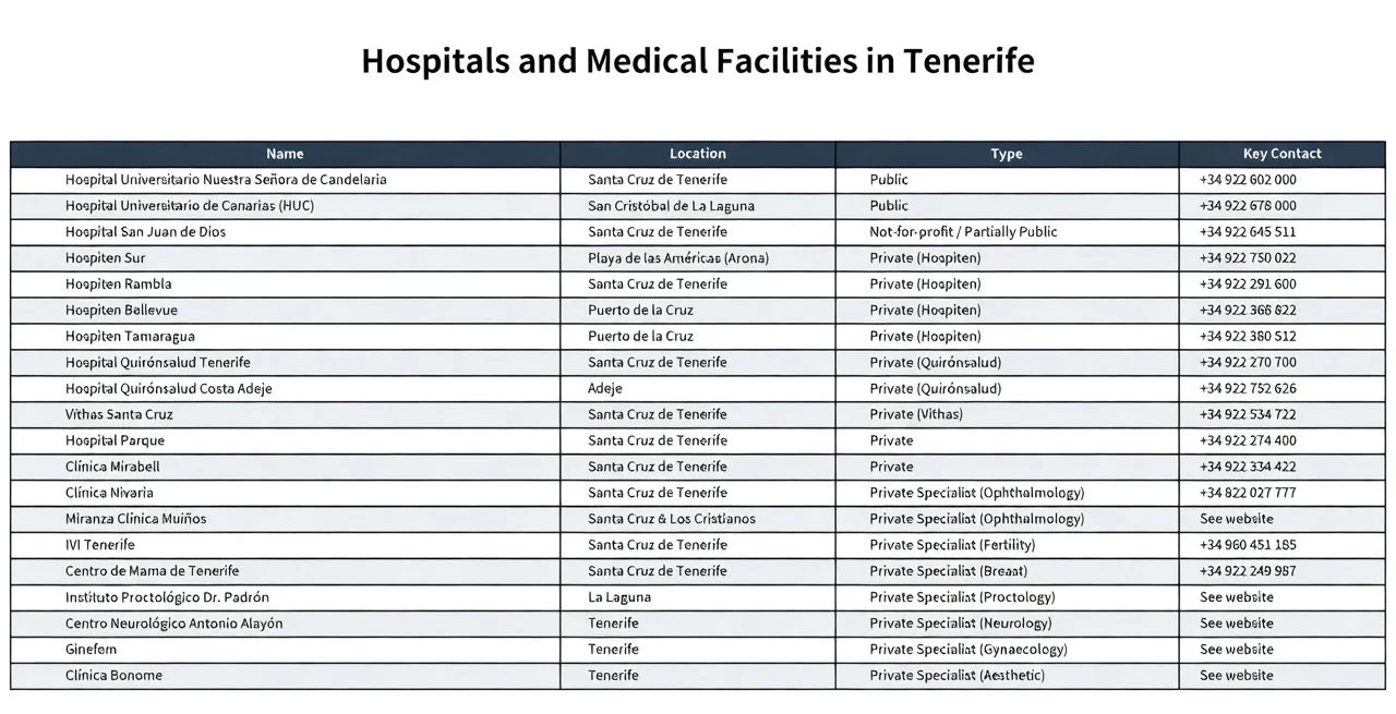 Tenerife Hospitals and Medical Facilities